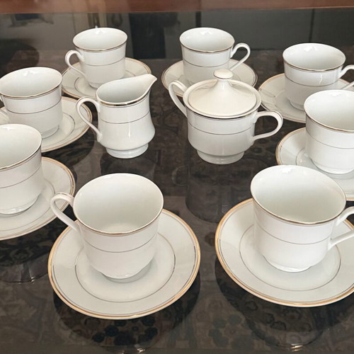 SP Dresden vintage German porcelain tea set used, 18 pieces