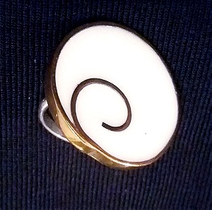 Δάχτυλιδι ασημί 925 με χαλκό και άσπρο σμαλτο