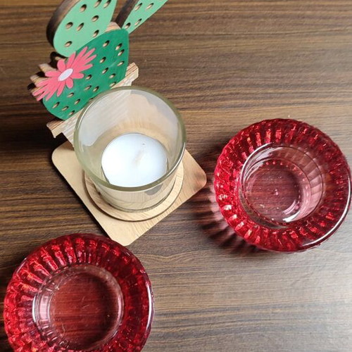 Cactus Summer decoration set like new with 3 candles