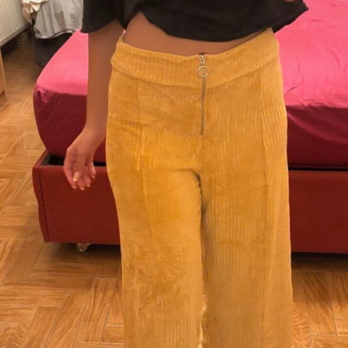 Corduroy pants used mustard yellow size Large Pull & Bear