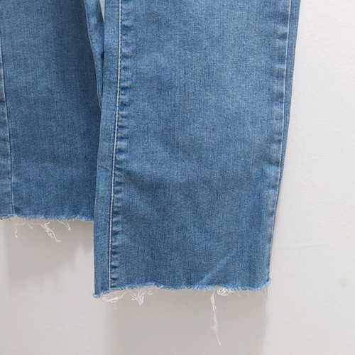 Forever 21 blue high-waisted crop flare jeans used with yellow seams