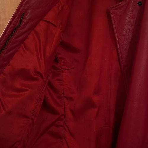 Leather jacket with Mao collar TZIVELIS red like new, size M