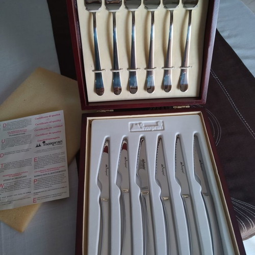Inoxpran cutlery new in wooden case with certificate
