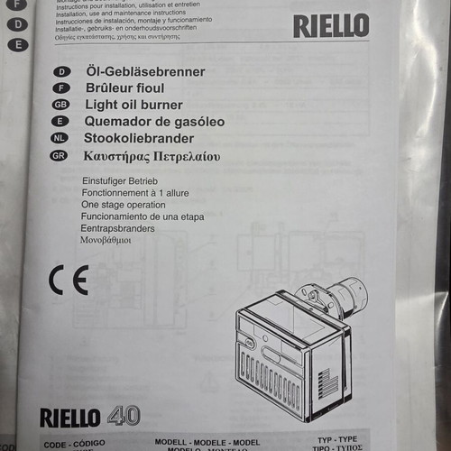 Riello 40 G10 Oil Burner like new