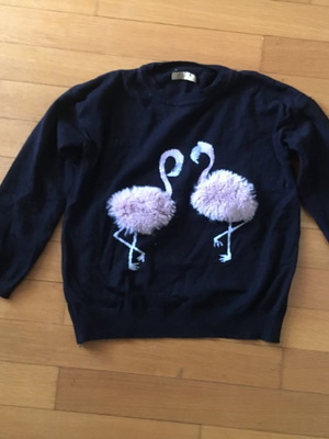 Black knitted sweater with flamingos S/M size used