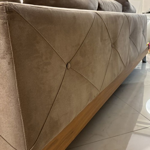Corner three-seater sofa with suede fabric