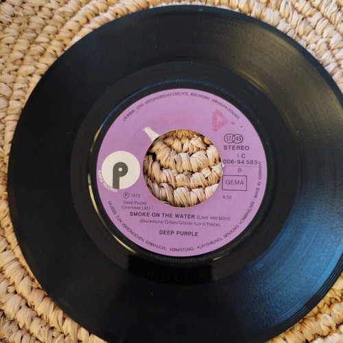 Deep Purple Smoke on the Water 45 RPM vinyl single used