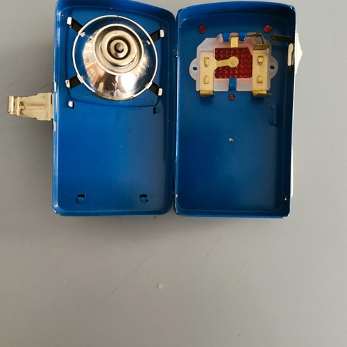 Vintage Metal Pocket Flashlight used, blue color, retro collectible