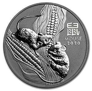 2020 Australian Lunar Year of the Mouse 1oz .999 Silver BU Coin