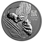  2020 Australian Lunar Year of the Mouse 1oz .999 Silver BU Coin