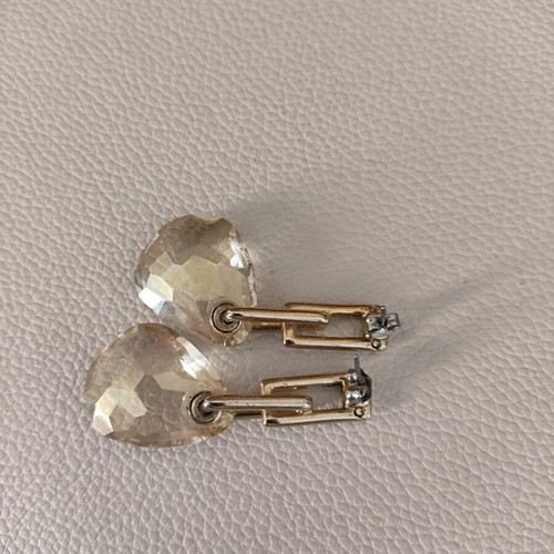 Swarovski earrings with honey crystal drop, like new