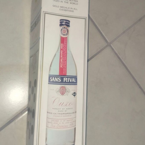 Sans Rival Ouzo P. Thomopoulou kai Yiou like new, sealed bottle