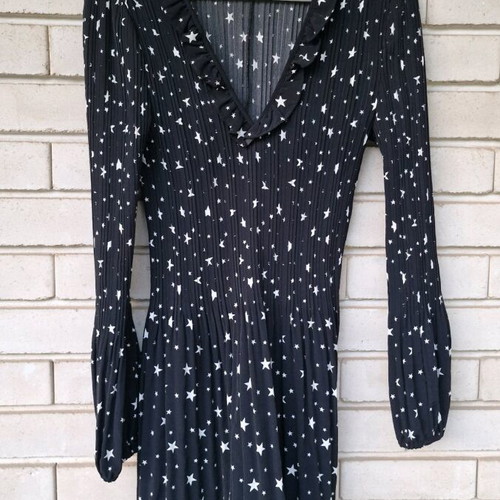 Maje dress black with white stars like new, size 36