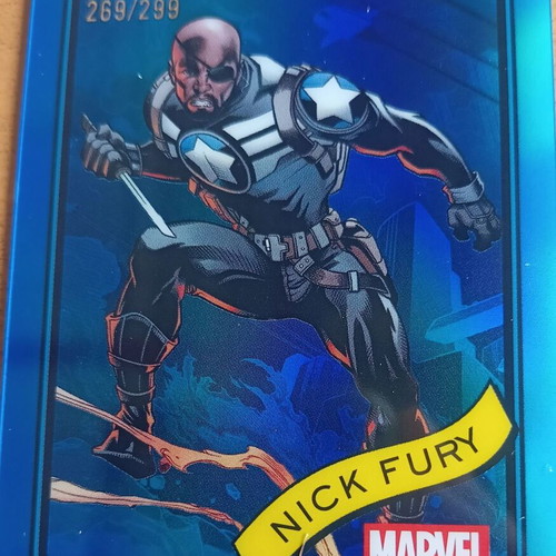 Topps Chrome Marvel 25 Nick Fury No 193 Blue Refractor like new