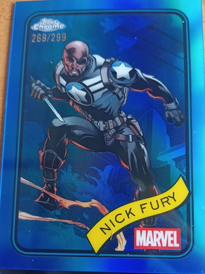 Topps Chrome Marvel 25 Nick Fury No 193 Blue Refractor like new