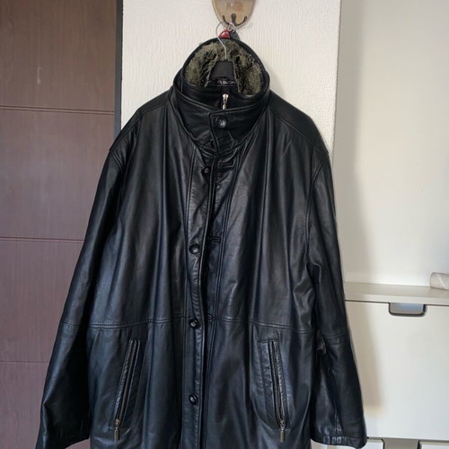 Ted Lapidus Paris men's leather jacket used, size M, black, winter