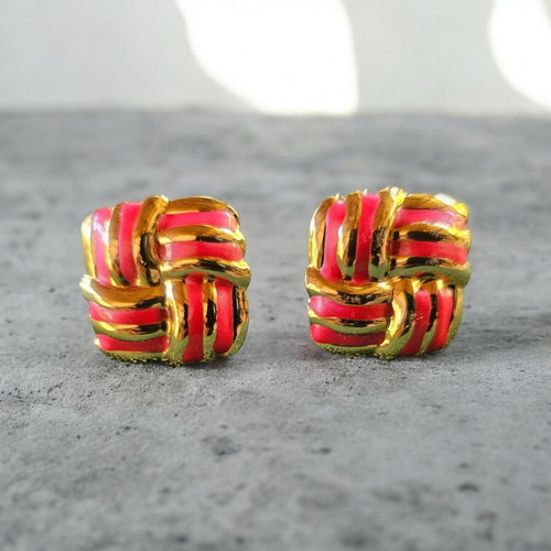 Minimal steel earrings new, red and gold colors