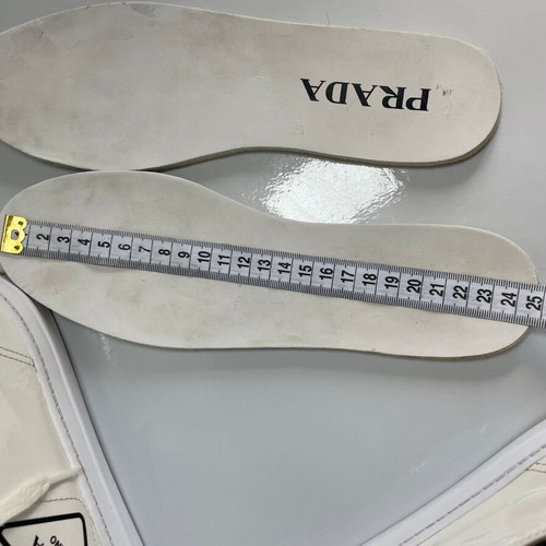 Prada leather Cassetta Wheel sneakers used, beige, size 38.5
