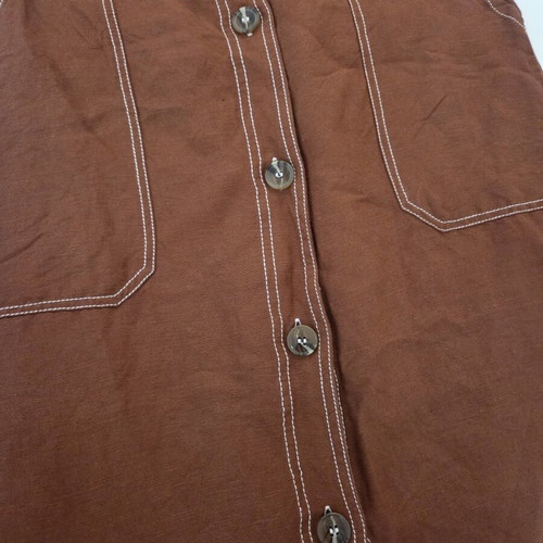 Mango Linen Blend Button Front Midi Skirt like new, rust brown