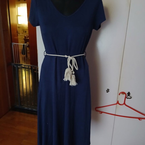 Blue mako dress with belt, Open