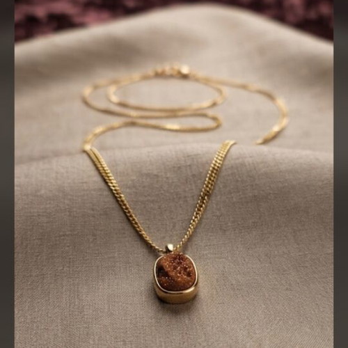 Candy Festive necklace like new, gold with brown glitter and white zircons