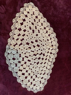 Handmade white crochet table runner vintage, like new