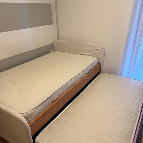 Half-Double Bed with Trundle, Two Mattresses and Suitable Sheets Like New