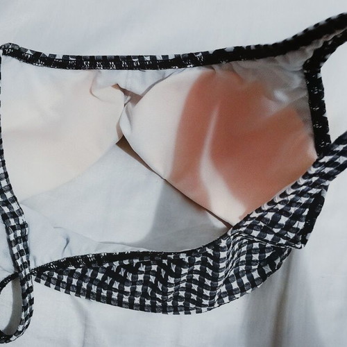 Aurely Surf Bralette Bikini Top New, Black and White Checkered