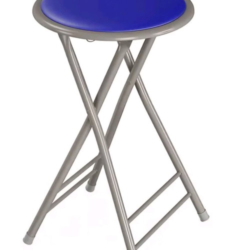 Stools like new, set of 2, royal blue with silver metal frame