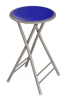 Stools like new, set of 2, royal blue with silver metal frame