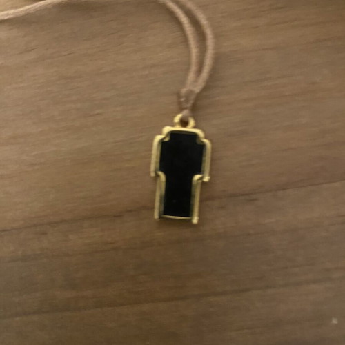 Gold-plated cross new, silver with black cord