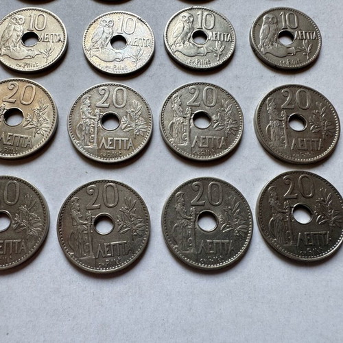 Coins Hellas 1912 5, 10, 20 lepta used, set of 21