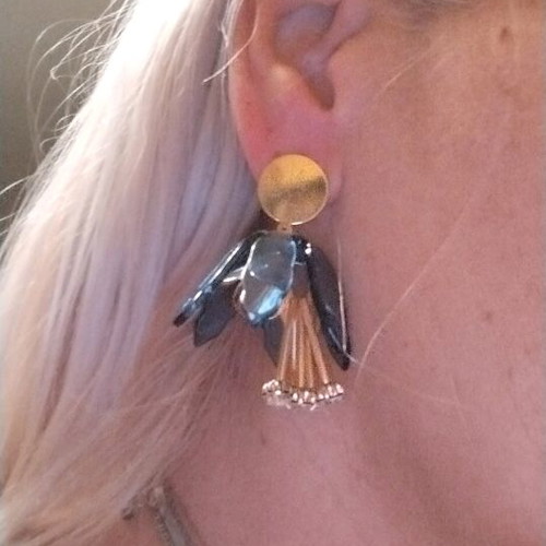 Earrings new, blue and gold