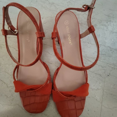 Orange platform sandals, size 38