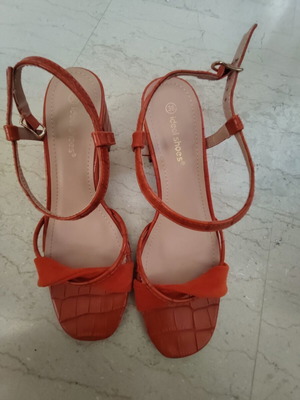 Orange platform sandals, size 38
