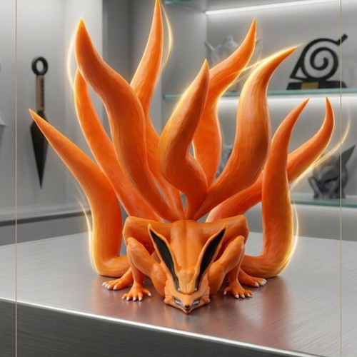 Kyubi figure new with 9 tails and premium satin-orange finish