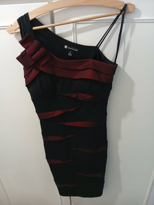 Black evening summer dress Valerie Bertinelli n. 6 extra small one shoulder polyester like new
