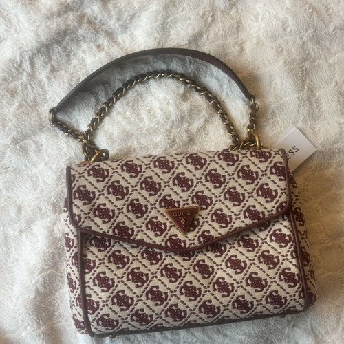 Guess Crossbody Flap Merlot Logo Bag New with Tag