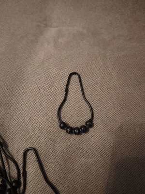 Shower curtain rings used, set of 12 black