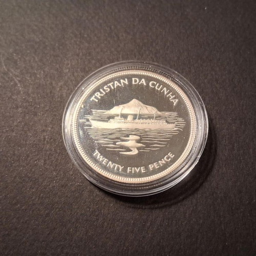 Silver coin Tristan da Cunha 25 pence 1977 like new