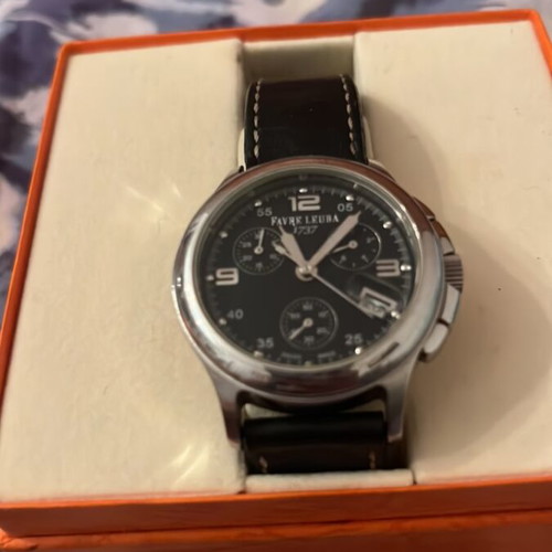 Favre Leuba wristwatch new with black leather strap