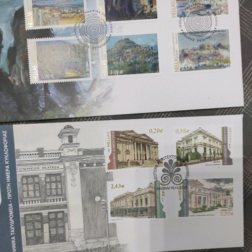 Collectible first issue stamps new, 6 envelopes with 24 stamps