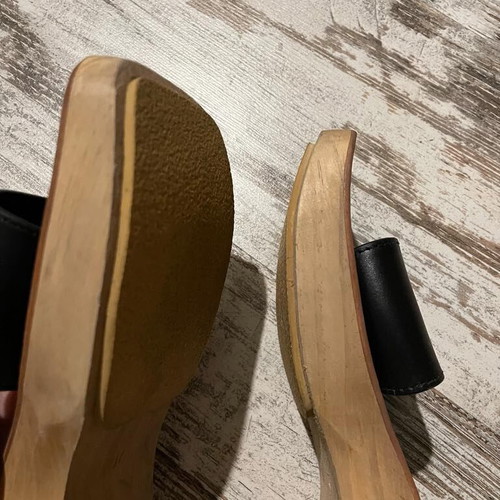 Mango leather platform sandals like new, black, size 37