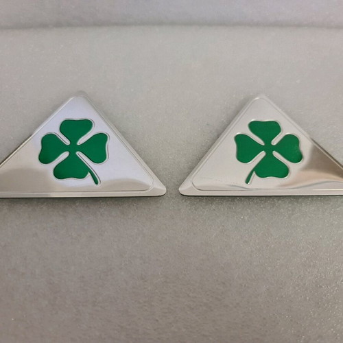 Alfa Romeo Cloverleaf Wing Emblems new, silver-green ABS set