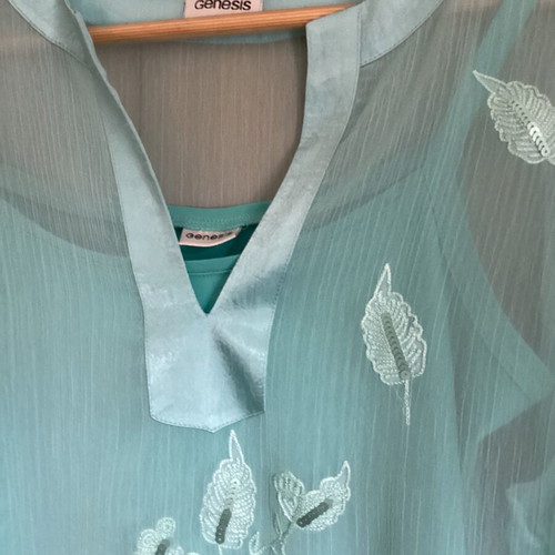 Genesis women's set 2 pieces tunic and top aqua size 1 like new