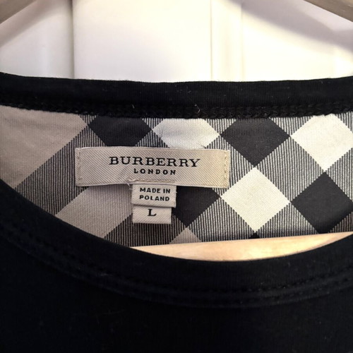 Burberry women's long sleeve top with elbow pattern, black and beige