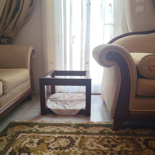 Coffee table used with missing glass top and minor scratches