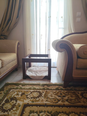 Coffee table used with missing glass top and minor scratches