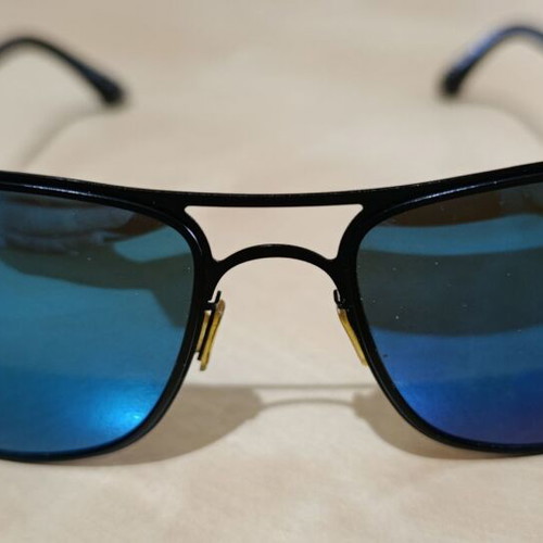 Enzo sunglasses used, black frame with blue mirror lenses