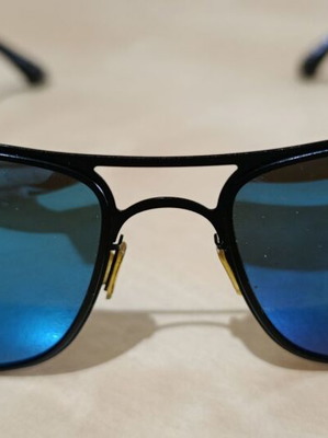 Enzo sunglasses used, black frame with blue mirror lenses